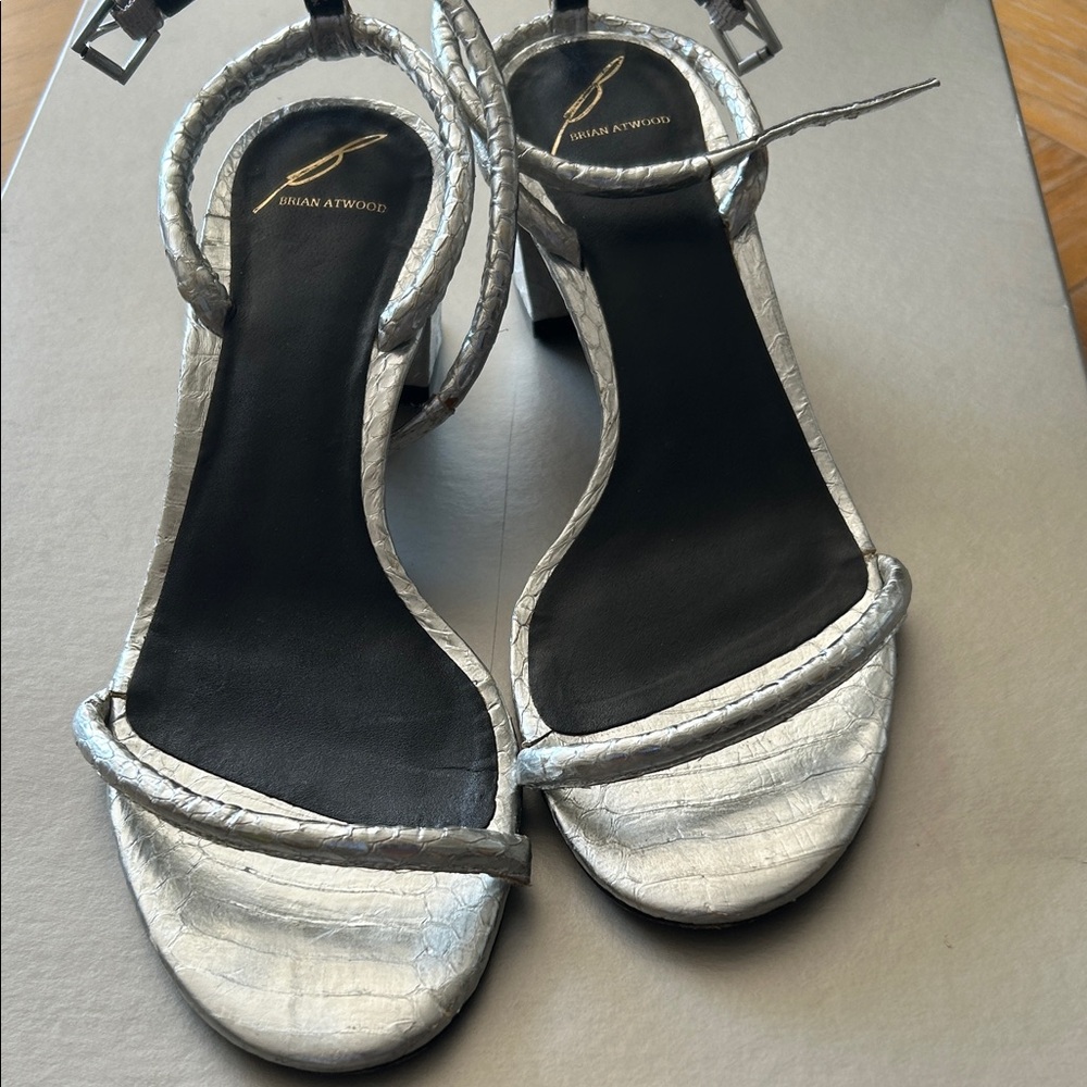 Brian Atwood Metallic Silver Heels